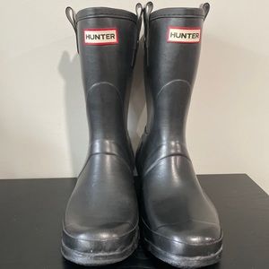 Hunter Mens Original Short Boots US 9M / 10F Black Rain Boot Waterproof W23577.